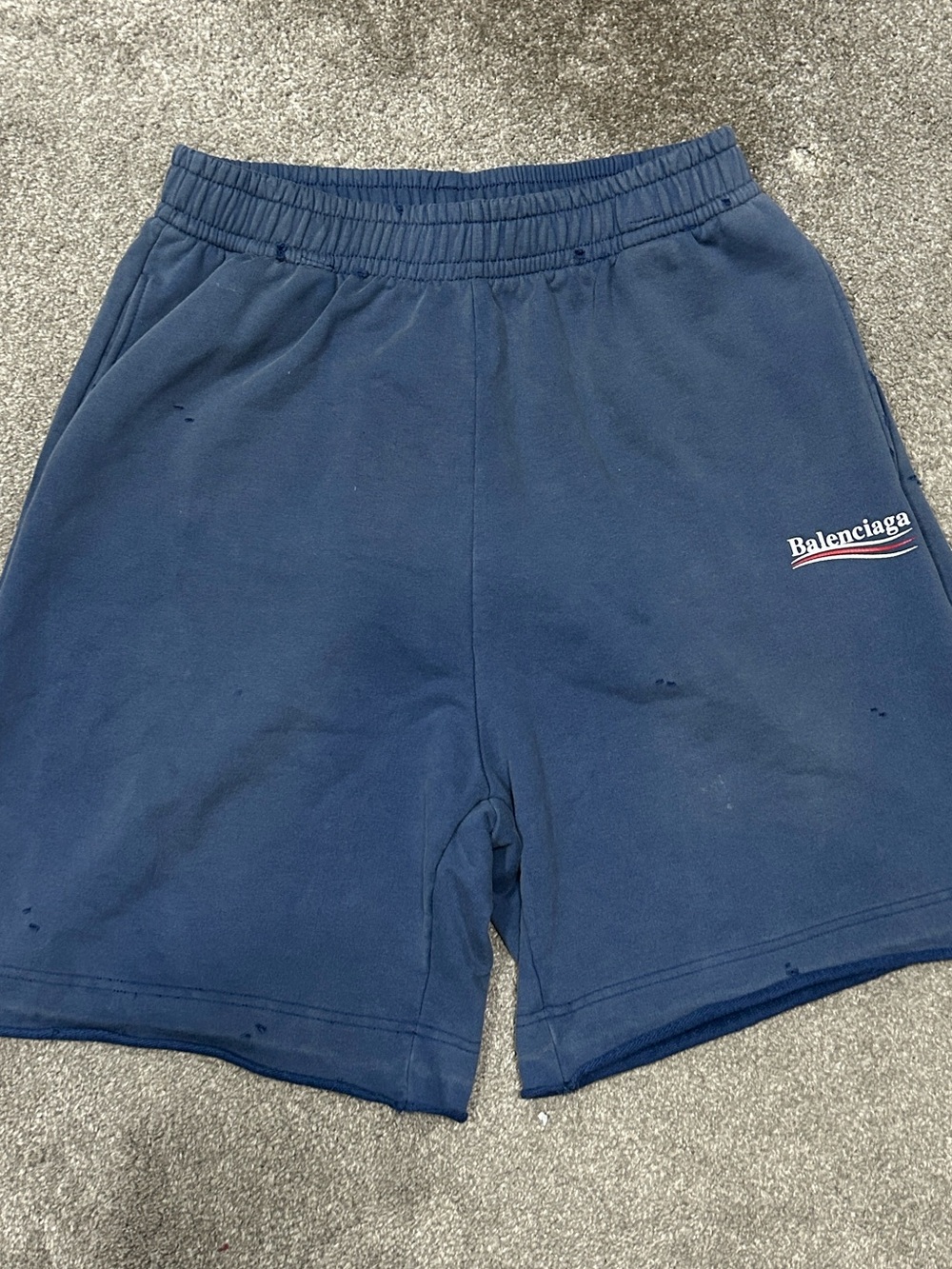Balenciaga Distressed Blue Sweat Shorts